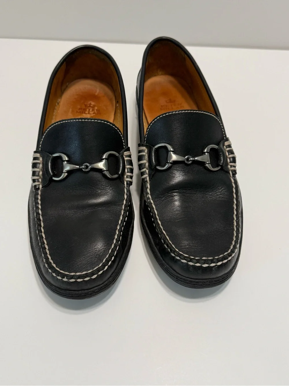 Peter Millar Black Leather Horsebit Driving Loafers Slip On Men Size 9M